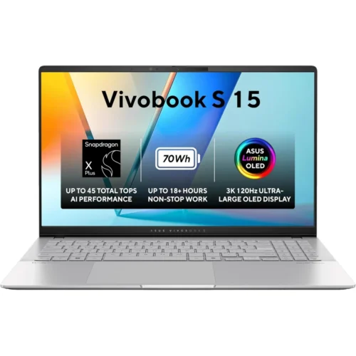 ASUS Vivobook S 15 (2024) K5507QA Copilot+ PC NEW Snapdragon X Plus 8-Cores AI-Powered w/ BIG Battery & 3K OLED 120Hz Display - Cooler Silver