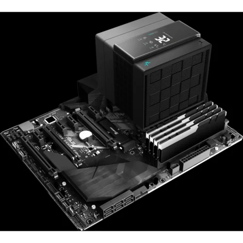 DeepCool Assassin IV VC VISION Flagship Air Cooler Digital Display 7 Heat Pipes Dual-Tower 1800RPM 140/120mm FDB Fans PWM 100% 300w TDP For Intel & AMD , Black